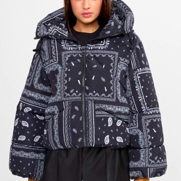 Bershka Puffer Jacket With Bandanna 